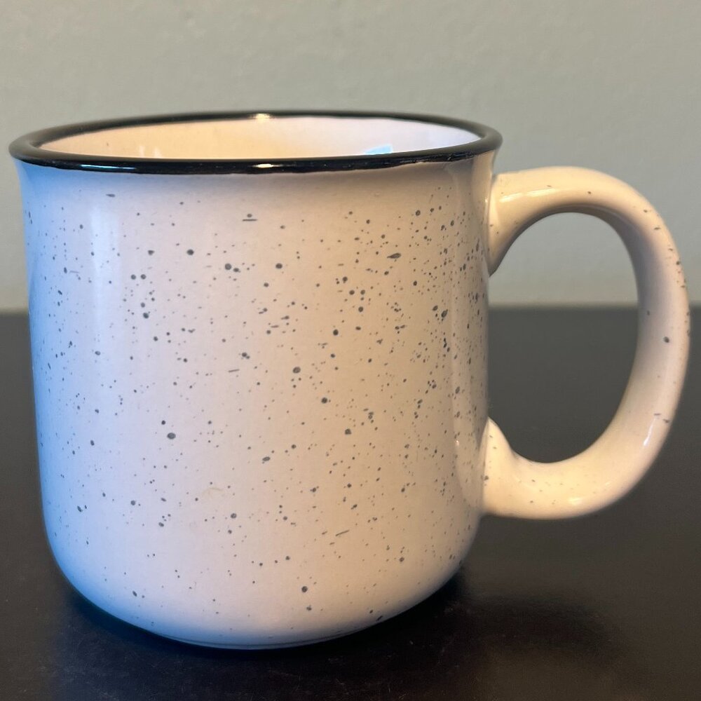 White Black Speckled Stoneware Campfire Coffee Cup Mug Soup Bowl 16oz Camping
